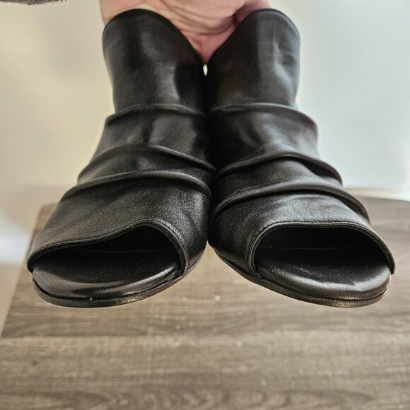 Ron White Ankle Booties Womens US 6 EUR 36  Black Peep Toe Chunky Block Heel Y2K - Picture 7 of 13